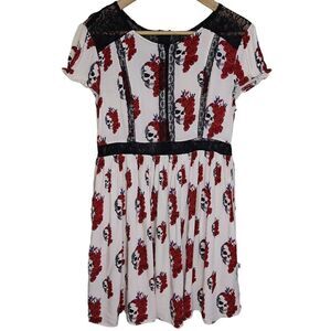 Royal Bones Rose and Skull Gothic Print Dress